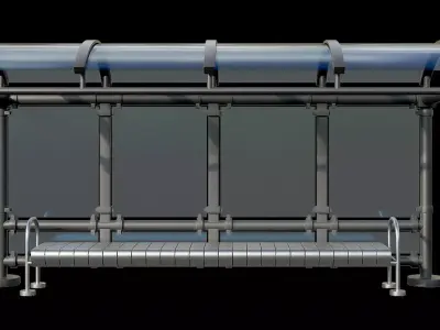 Game Ready Bus Stop 17 Low-poly 3D model