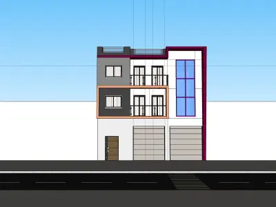 contemporary house  Low-poly 3D model