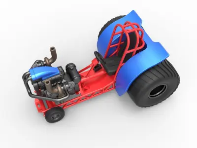 Mini Rod pulling tractor 6 Scale 1 to 25 3D print model