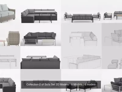 Collection-2 of Sofa Set 3D Models - 6 Models
