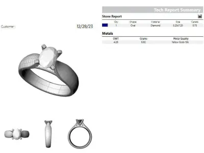 Oval 0-75-CT Quarter Round Profile Shank Width 4-00mm 3D print model