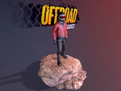 Biker Motocross Rider Man Low-poly 3D model