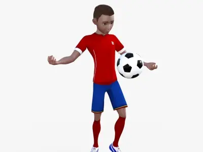 Cartoon Footballer Rigged 3D model