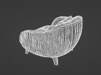 Modern Curved Armchair with Textured Upholstery 3D model