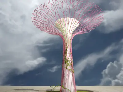 Gardens by the Bay Singapore supertrees Low-poly 3D model