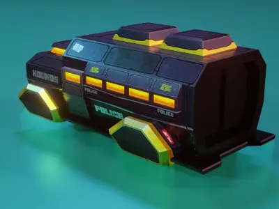 Low Poly Stylized Sci-Fi Police SWAT Hover Car Low-poly 3D model