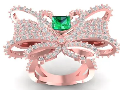 Luxury Bow Gemstone Ring Jewelry 3D Model 2793 3D print model