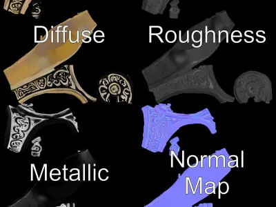 Ornate Vintage Ring Model Pack Low-poly 3D model