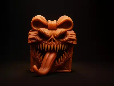 Demonic Gift Box Monster Present Box with Tongue and Teeth  3D print model