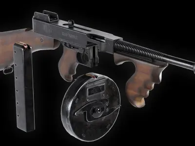 VR Ready Tommy Gun Low Poly Low-poly 3D model