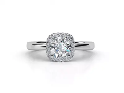 aj-022 halo diamond engagement ring 3D print model