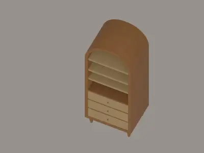 Round Bookshelf Low-poly 3D model