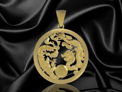 Luxury Dragon Phoenix Yin Yang Pendant Jewelry  2645 3D print model