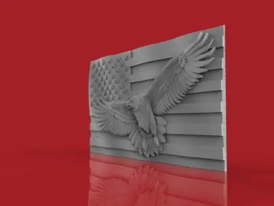 American Flag with Eagle 3D print model