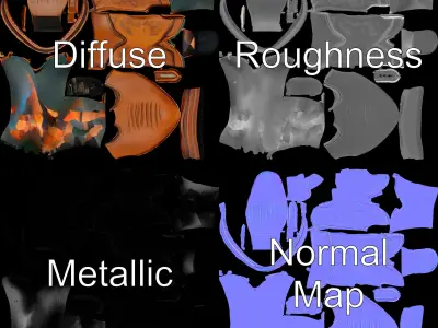 Western Cowboy Boot D Model Pack Low-poly 3D model