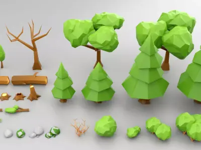 Low-Poly Forest Nature Set Free Trial Free low-poly 3D model