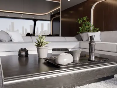 Modern Wooden Living Room 3D Model 3D model