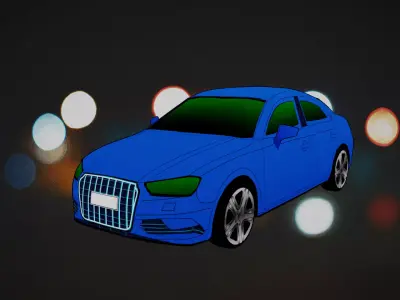 Audi-A3 Sedan for animators  Low-poly 3D model