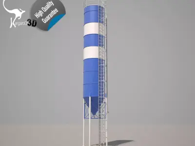 Cement silo - 79 m3 Low-poly 3D model