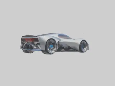 Concept Car with Futuristic Wheel Design model 3D model