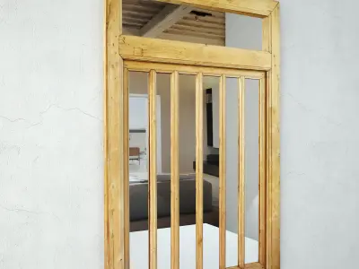 Antique Javanese Wall Panel Mirror 3D model