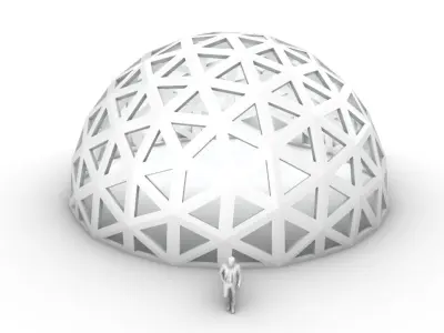Geodesic Dome with Dynamic Perforations and glass panels 3D model