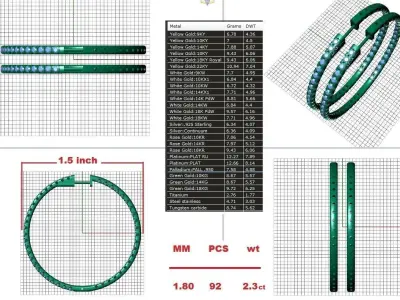 38mm U Pave Inside-Outside Diamond Hoop Earrings Huggies 3D print model