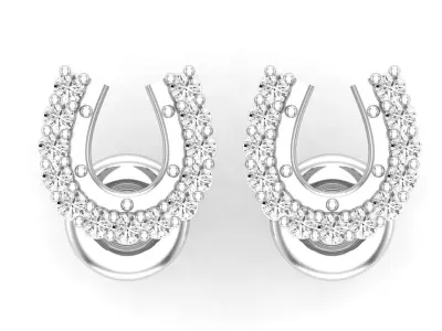 AV 627 Diamond Ladies Horse Shoe Earrings 3D print model