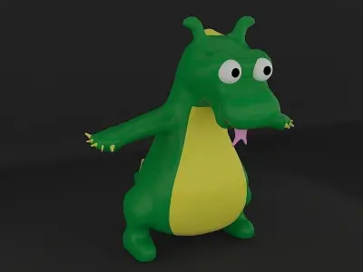  Cartoon with Dinosaur Low-poly 3D model