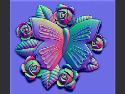 butterfly with flower 3D print model