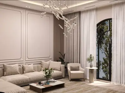 Living Room Scene Neo-Classic 3D model 3D model