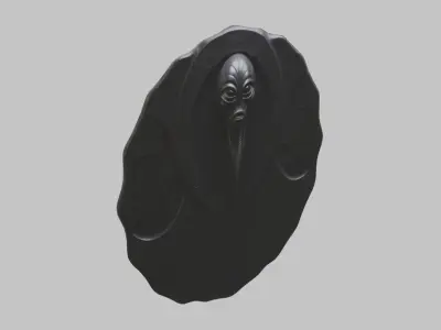 HR Giger inspired DEcoration Shield Low-poly 3D model
