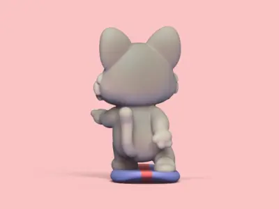 Cat Surfing 3D print model