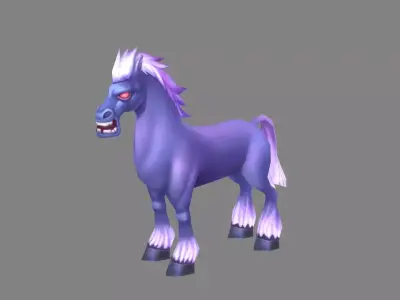 Cartoon purple horse Low-poly 3D model
