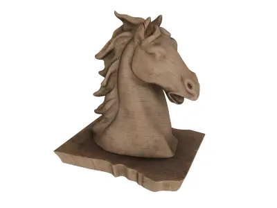 Wooden Horse Head Sculpture 3D model