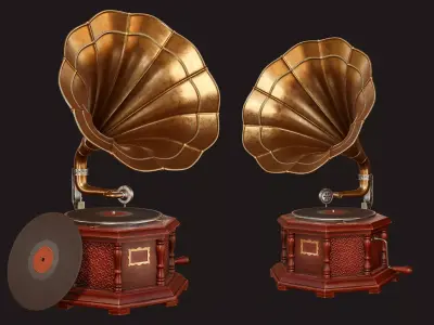 Vintage Gramophone - PBR Game Ready Low-poly 3D model