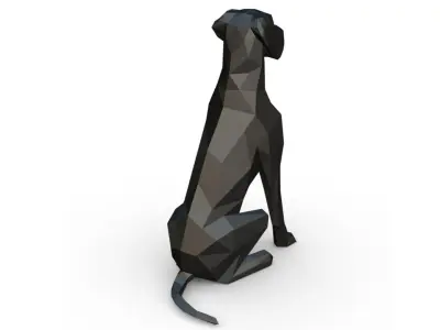 great dane low poly 3D print model