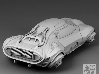 Futuristic hovercraft 3D print model