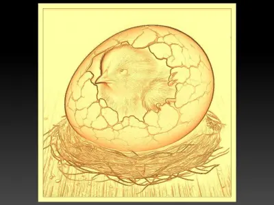 1 chicken CNC Relief Model 3D print model