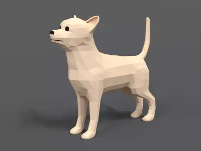 Low Poly Cartoon Chihuahua Dog Low-poly 3D model