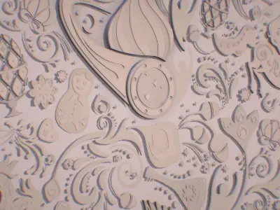 Russian ornament geometric tile decoration beige 3D model