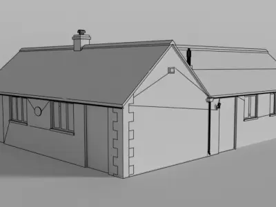 british uk cotswold stone house Low-poly 3D model Low-poly 3D model