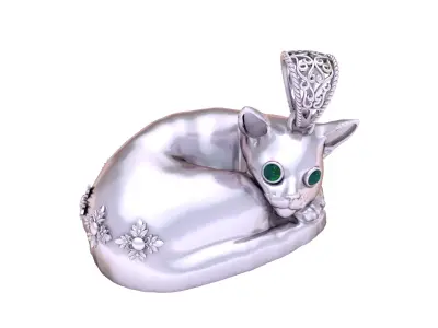 Sleeping Royal Cat Pendant     3D print model