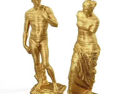 David Michelangelo and Venus Modern sculpture Low-poly 3D model
