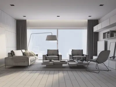 Modern Interior Apartment scene - 3ds Max Corona 9 3D model