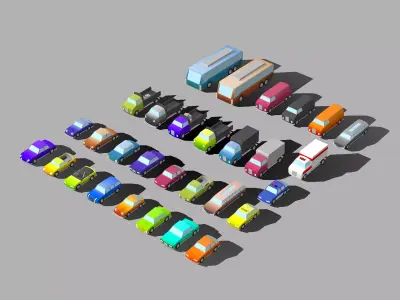 Low Poly Car Pack Low-poly 3D model