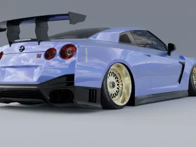 Nissan r35 Slammed JDM Style HIGHPOLY RIGGED CUSTOM DESIGN 3D model