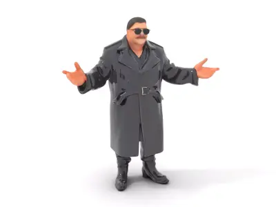 Mysterious Detective Rigged and Animated Character Model Low-poly 3D model
