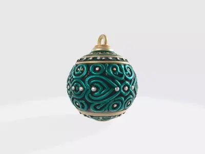 Ornate Emerald Holiday Bauble Decorative Ornament  Low-poly 3D model