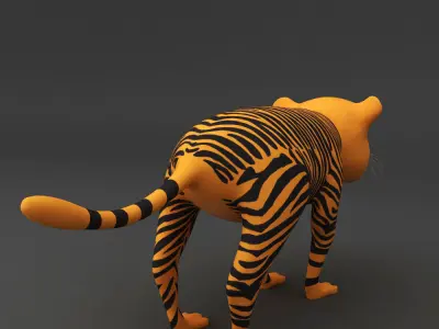 Tiger rigged toon 3d model  Low-poly 3D model